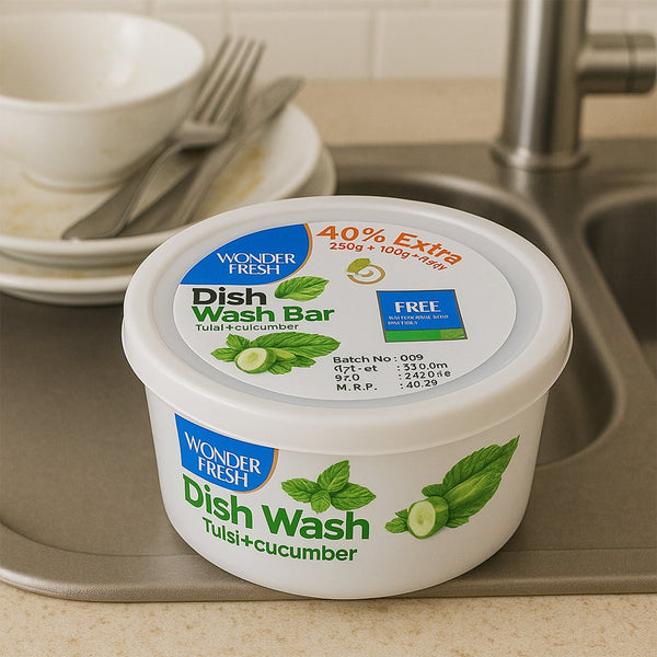 Fresh Mix Flavor Round Dishwash Bar With Super Scrubber Free Complete Dishwashing Solution, Tough Stains Remover (350 Gm)