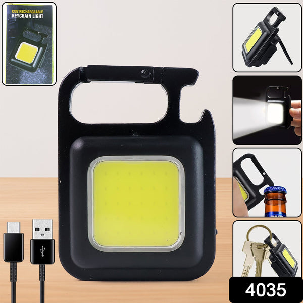 Mini Rechargeable Keychain Flashlight - 4 Light Modes with Folding Bracket & Magnetic Base