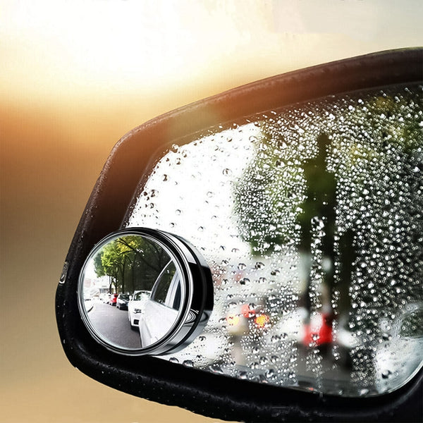 360DEGREE BLIND SPOT ROUND WIDE ANGLE ADJUSTABLE CONVEX REAR VIEW MIRROR - PACK OF 2