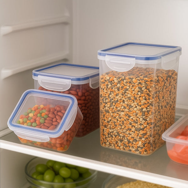 Rectangle Food Storage Containers: Airtight, Leak-Proof Lids (3-Pack, Clear ABS)
